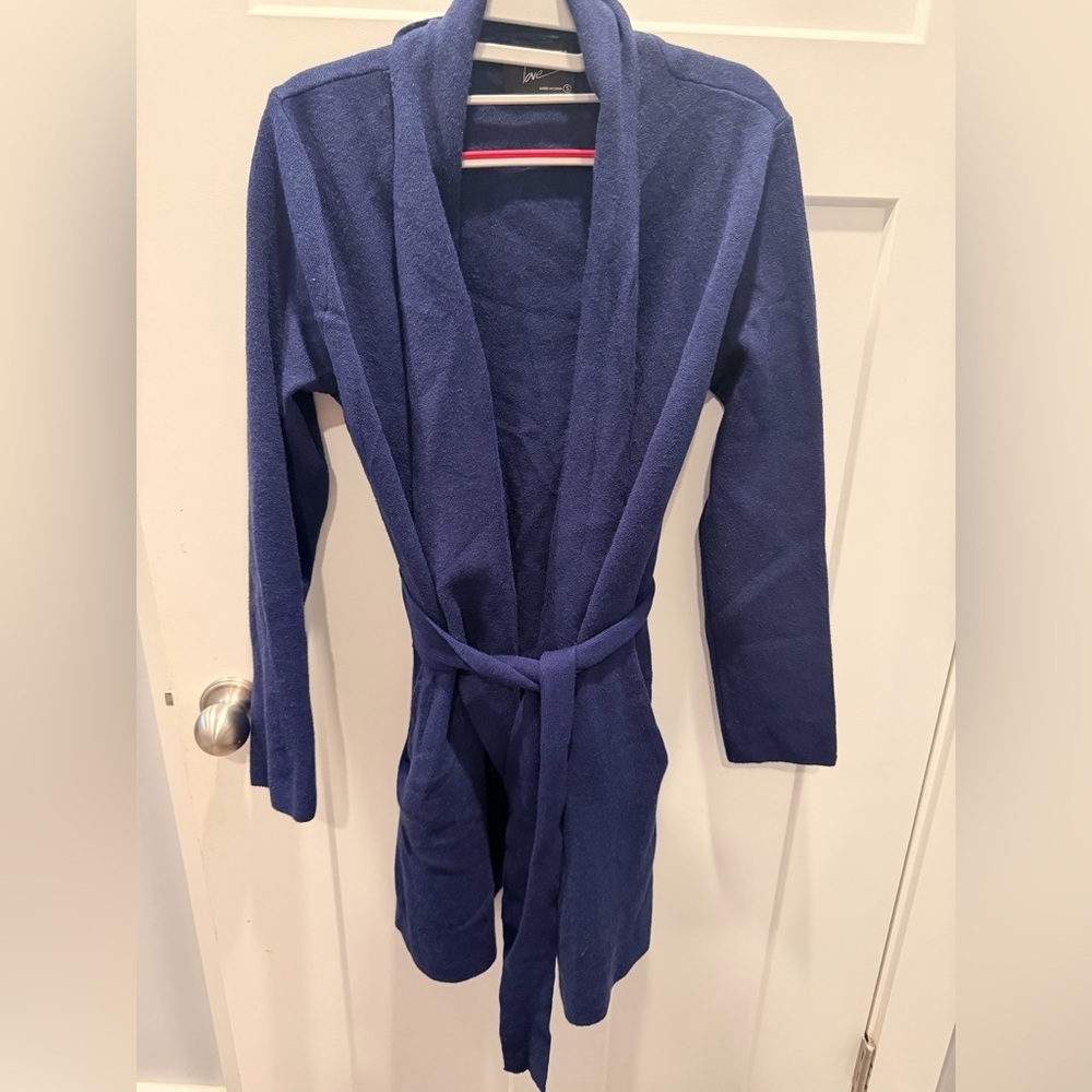 Twelfth Love Navy Blue Wrap Sweater Cardigan Tie Waist Size S
